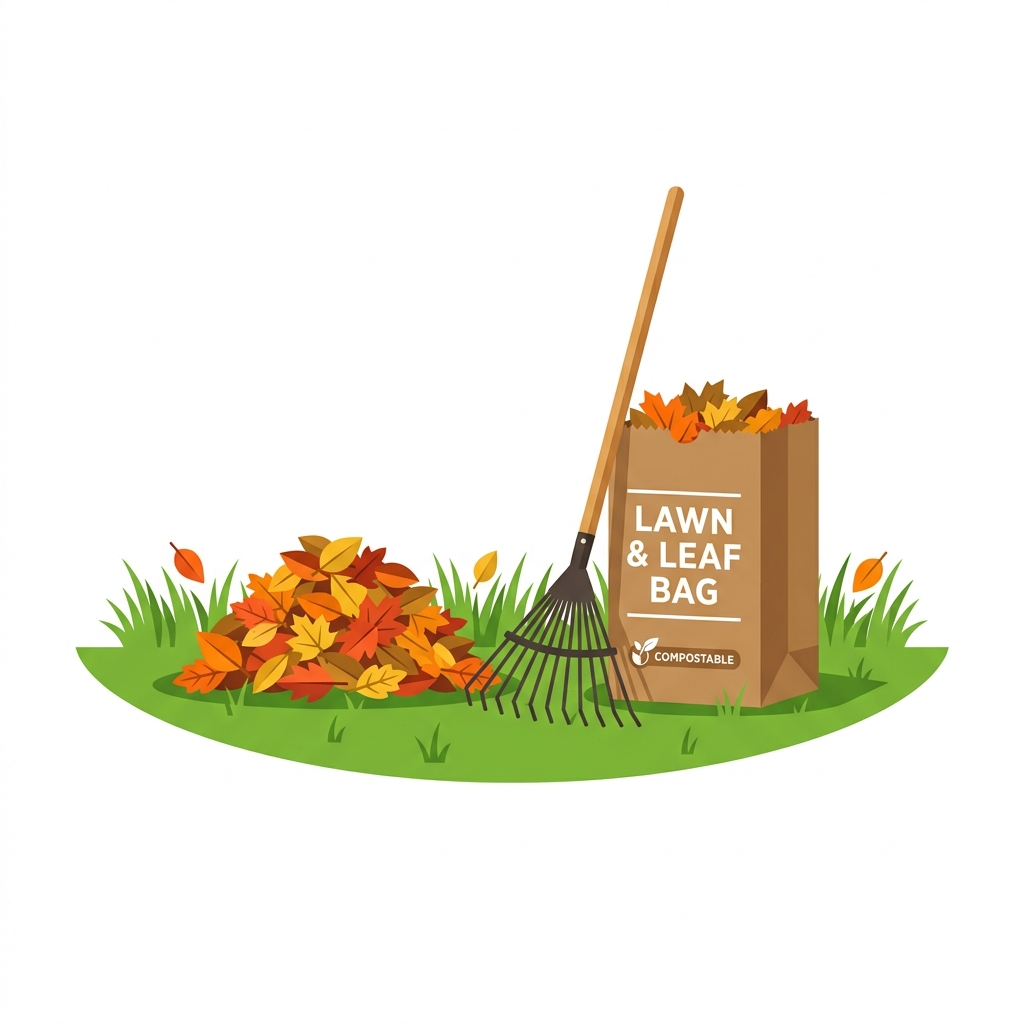 Seasonal yard cleanup with leaves and debris
